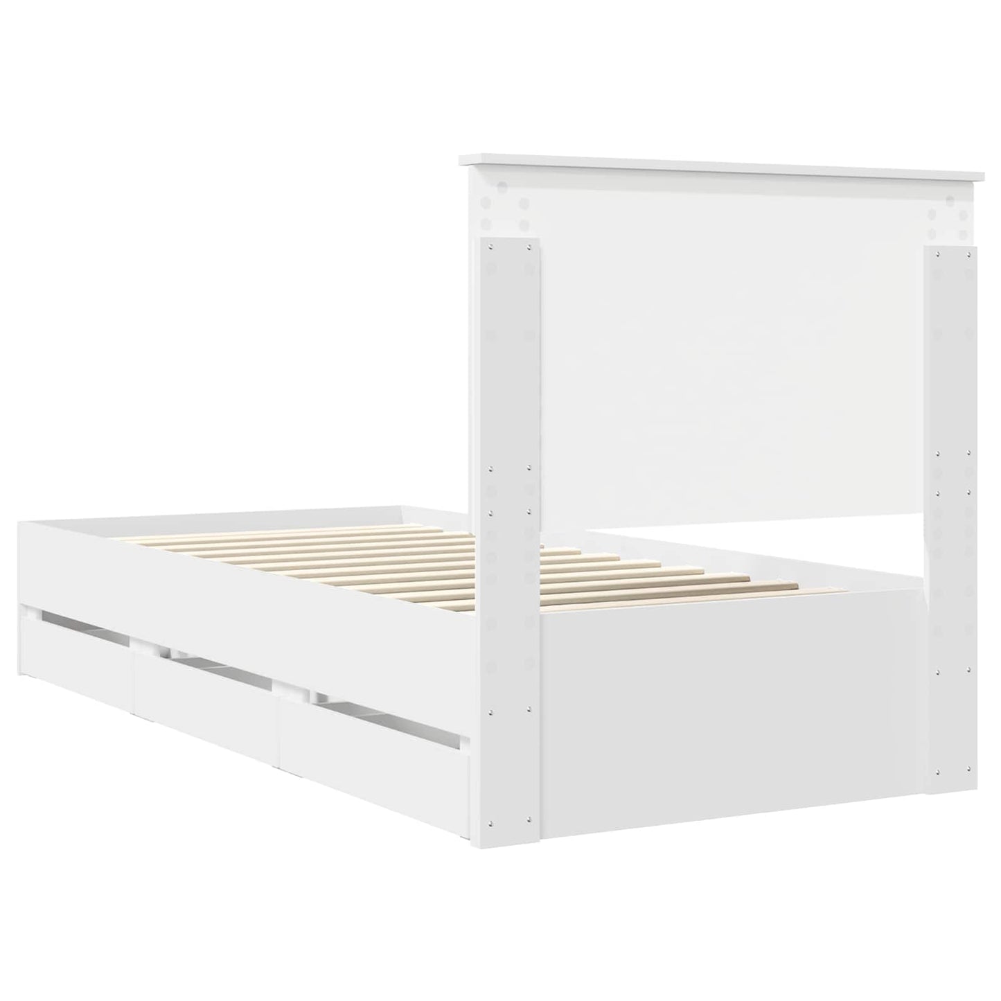vidaXL Bed Frame with Drawer White 100 x 200 cm Engineer Wood