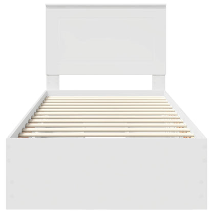 vidaXL Bed Frame with Drawer White 100 x 200 cm Engineer Wood
