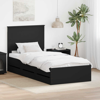 vidaXL Bed Frame with Drawer Black 100 x 200 cm Engineer Wood