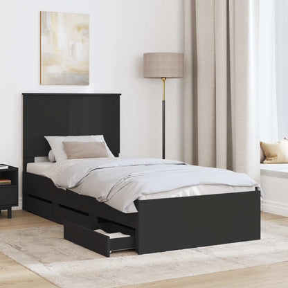 vidaXL Bed Frame with Drawer Black 100 x 200 cm Engineer Wood