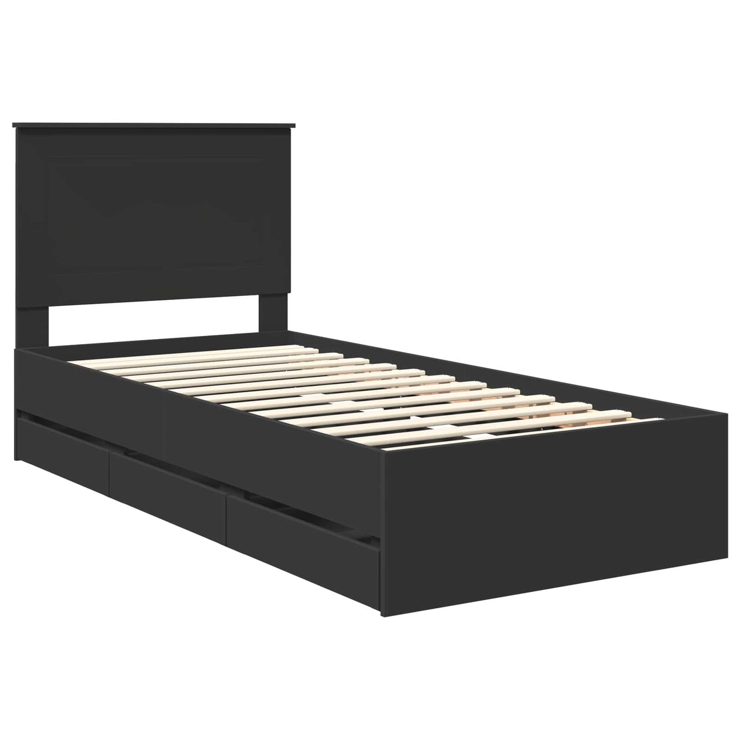 vidaXL Bed Frame with Drawer Black 100 x 200 cm Engineer Wood