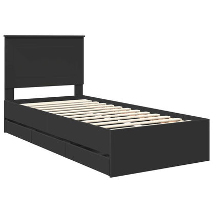 vidaXL Bed Frame with Drawer Black 100 x 200 cm Engineer Wood