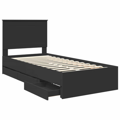 vidaXL Bed Frame with Drawer Black 100 x 200 cm Engineer Wood