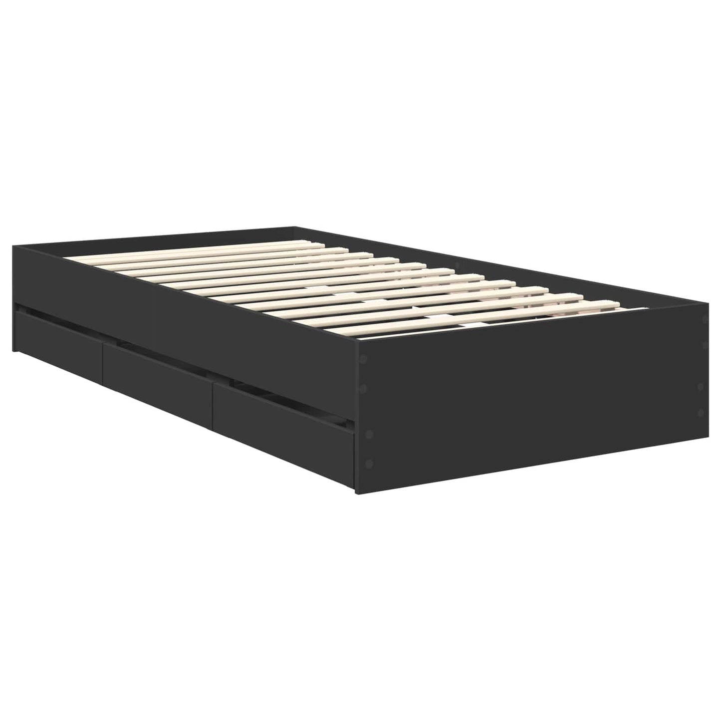 vidaXL Bed Frame with Drawer Black 100 x 200 cm Engineer Wood