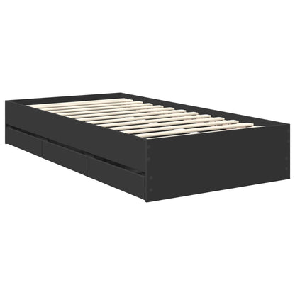 vidaXL Bed Frame with Drawer Black 100 x 200 cm Engineer Wood