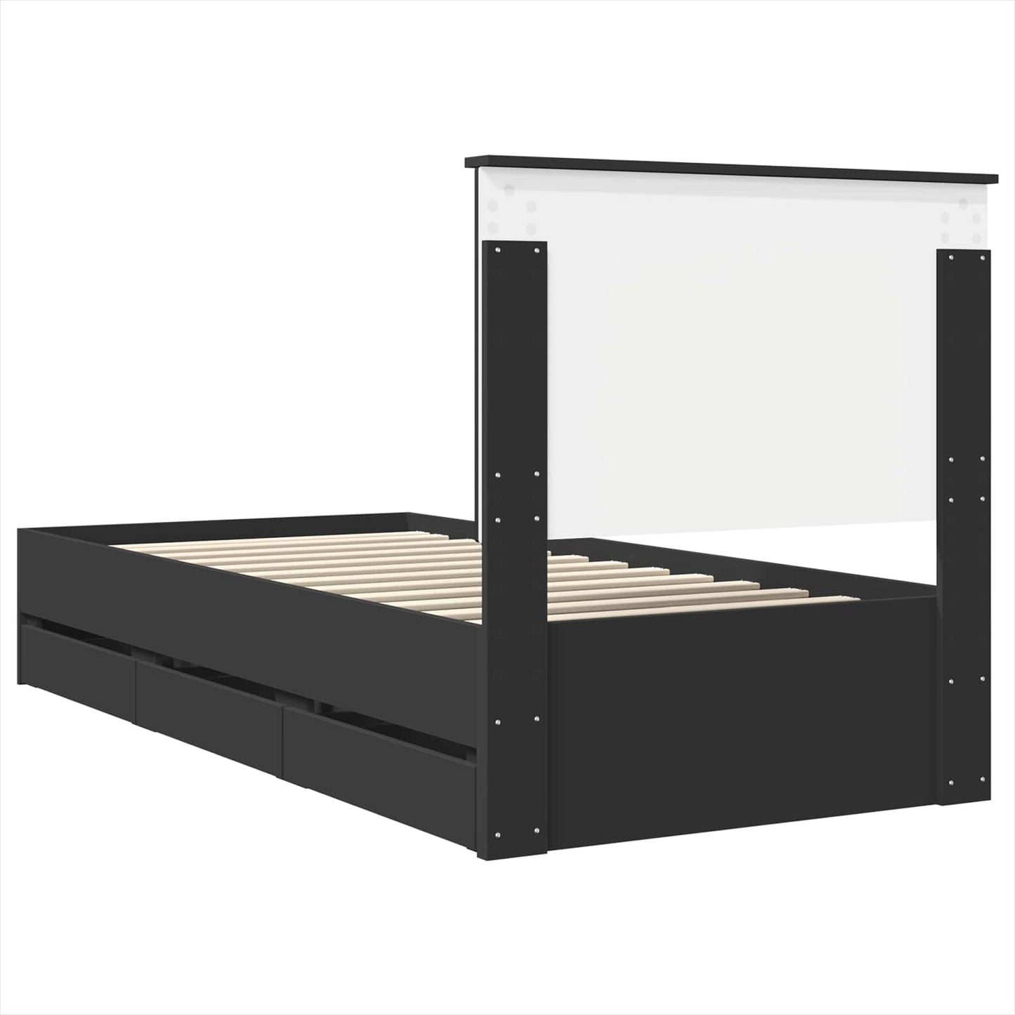 vidaXL Bed Frame with Drawer Black 100 x 200 cm Engineer Wood
