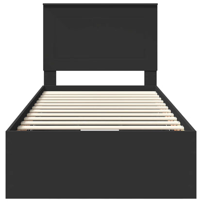vidaXL Bed Frame with Drawer Black 100 x 200 cm Engineer Wood