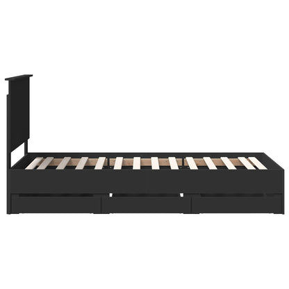 vidaXL Bed Frame with Drawer Black 100 x 200 cm Engineer Wood