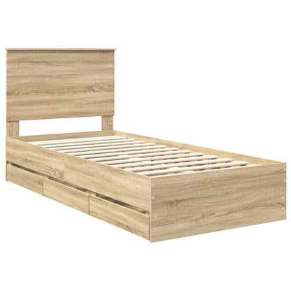 vidaXL Bed Frame with Drawer Sonoma Oak 100 x 200 cm Engineer Wood