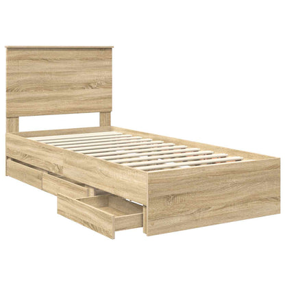 vidaXL Bed Frame with Drawer Sonoma Oak 100 x 200 cm Engineer Wood