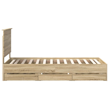 vidaXL Bed Frame with Drawer Sonoma Oak 100 x 200 cm Engineer Wood