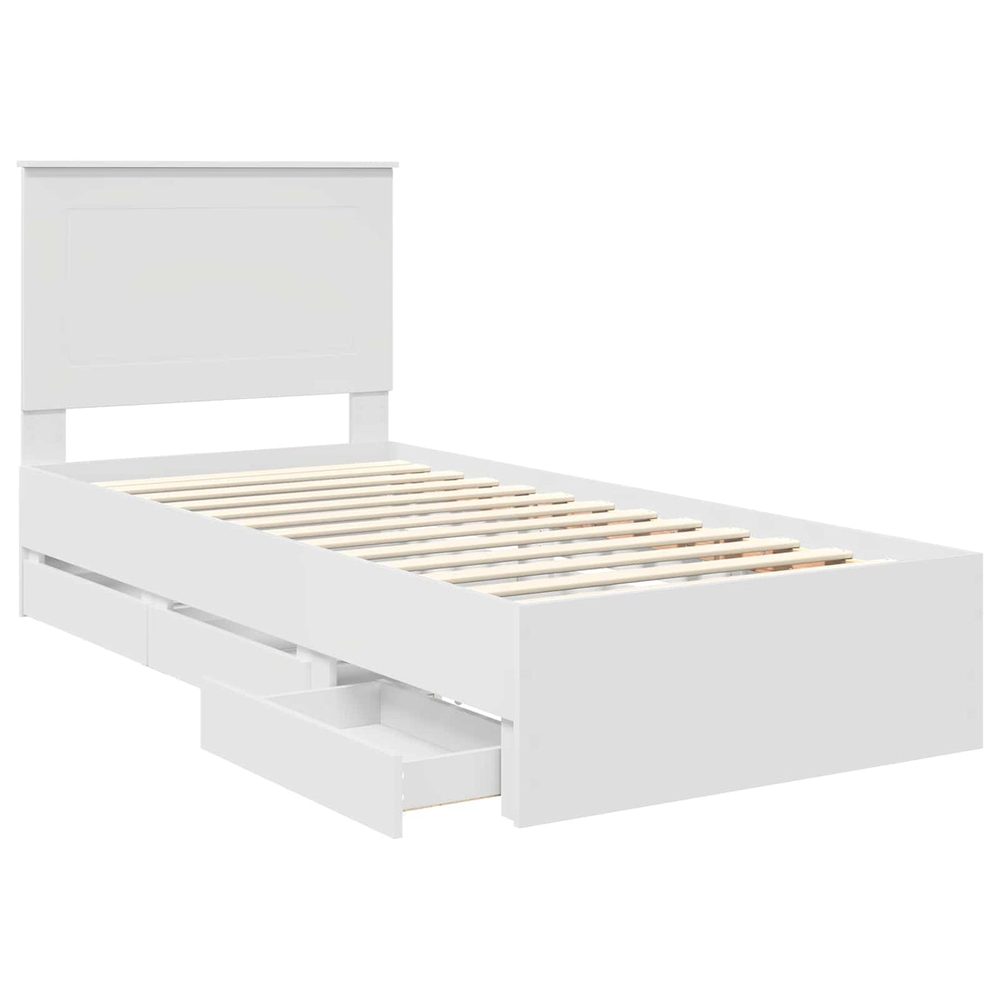vidaXL Bed Frame with Drawer White 90 x 190 cm Engineer Wood