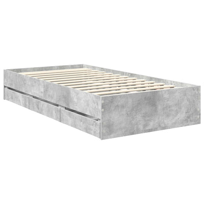 vidaXL Bed Frame with Drawer Concrete Grey 90 x 200 cm Engineer Wood