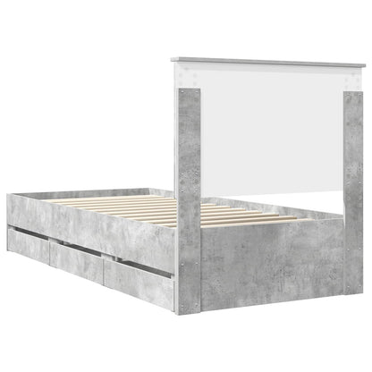 vidaXL Bed Frame with Drawer Concrete Grey 90 x 200 cm Engineer Wood
