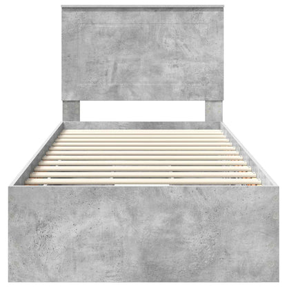 vidaXL Bed Frame with Drawer Concrete Grey 90 x 200 cm Engineer Wood