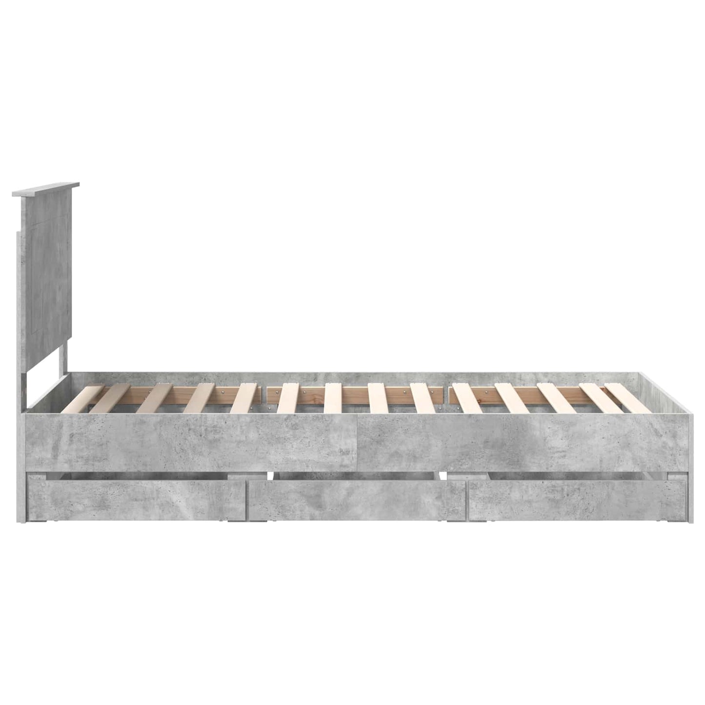vidaXL Bed Frame with Drawer Concrete Grey 90 x 200 cm Engineer Wood