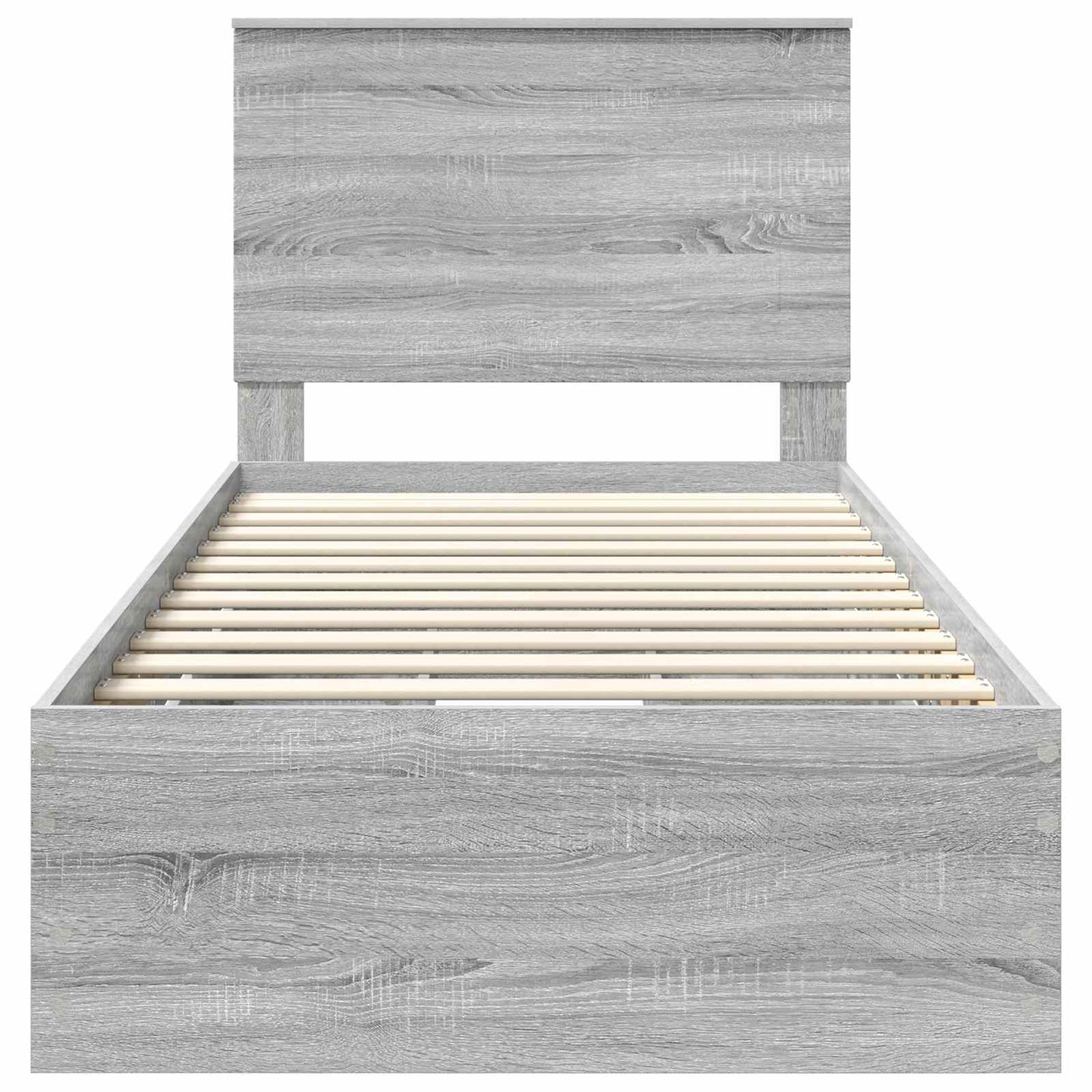 vidaXL Bed Frame with Drawer Grey Sonoma 90 x 200 cm Engineer Wood