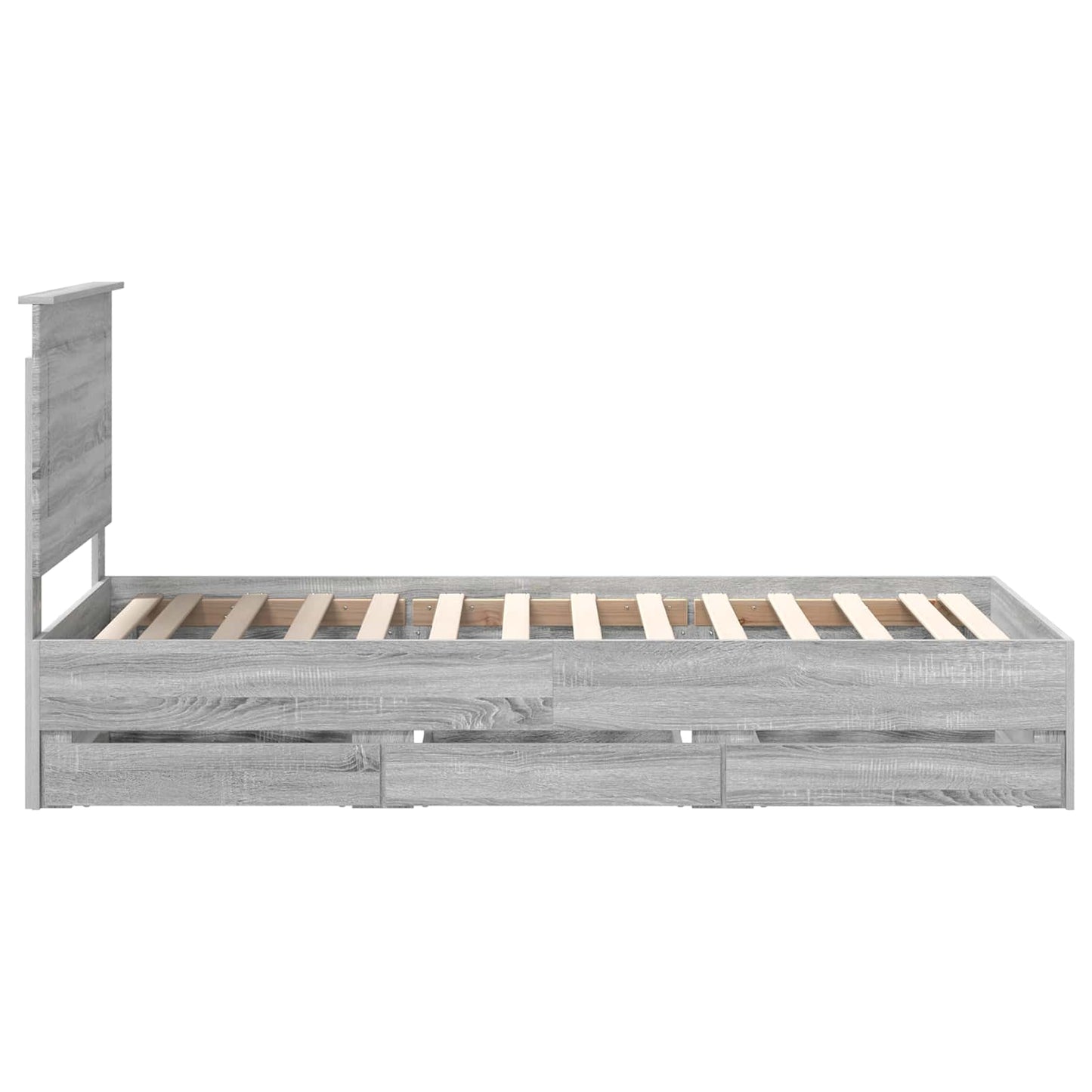 vidaXL Bed Frame with Drawer Grey Sonoma 90 x 200 cm Engineer Wood