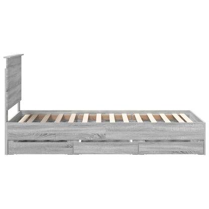 vidaXL Bed Frame with Drawer Grey Sonoma 90 x 200 cm Engineer Wood