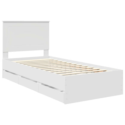 vidaXL Bed Frame with Drawer White 75 x 190 cm Engineer Wood