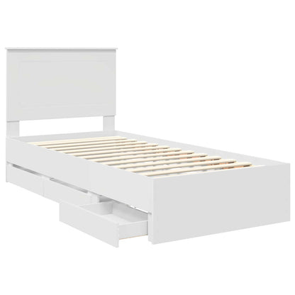 vidaXL Bed Frame with Drawer White 75 x 190 cm Engineer Wood