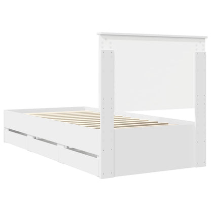 vidaXL Bed Frame with Drawer White 75 x 190 cm Engineer Wood