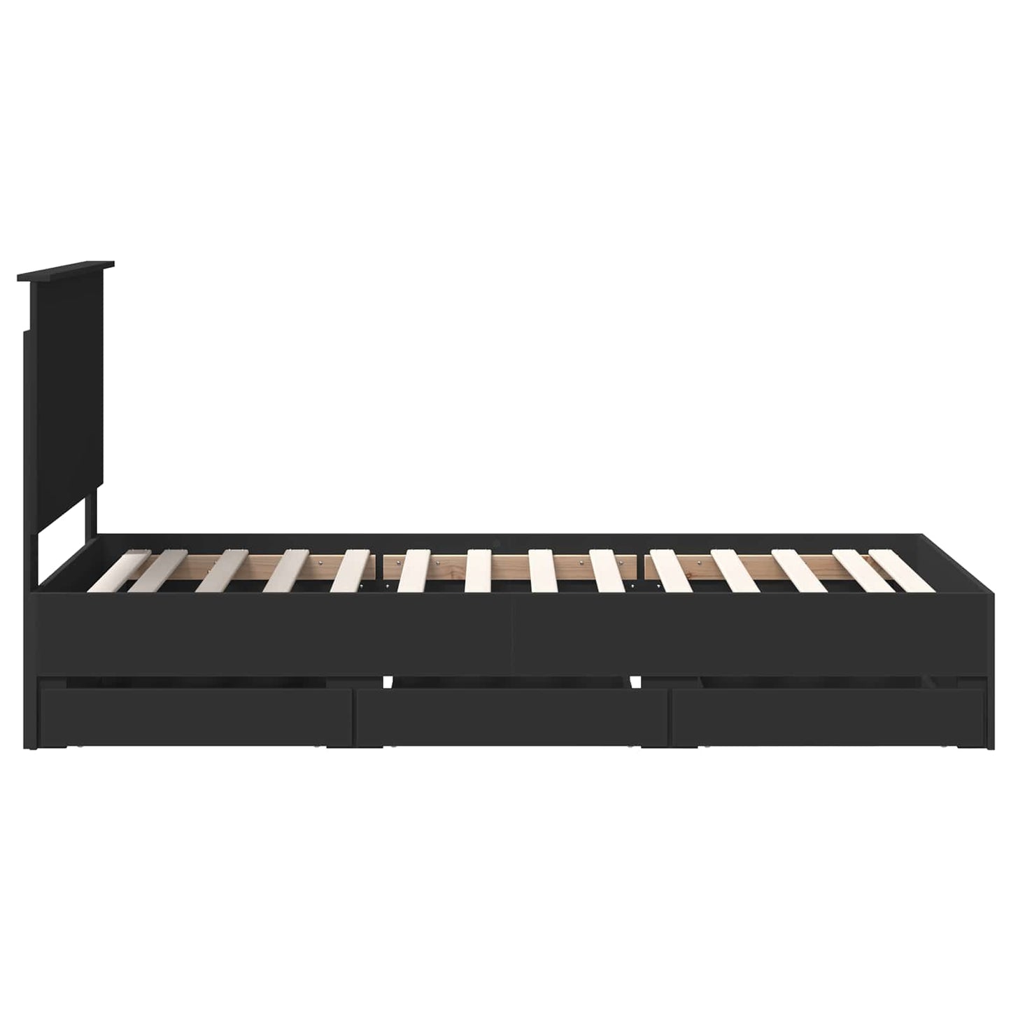 vidaXL Bed Frame with Drawer Black 75 x 190 cm Engineer Wood