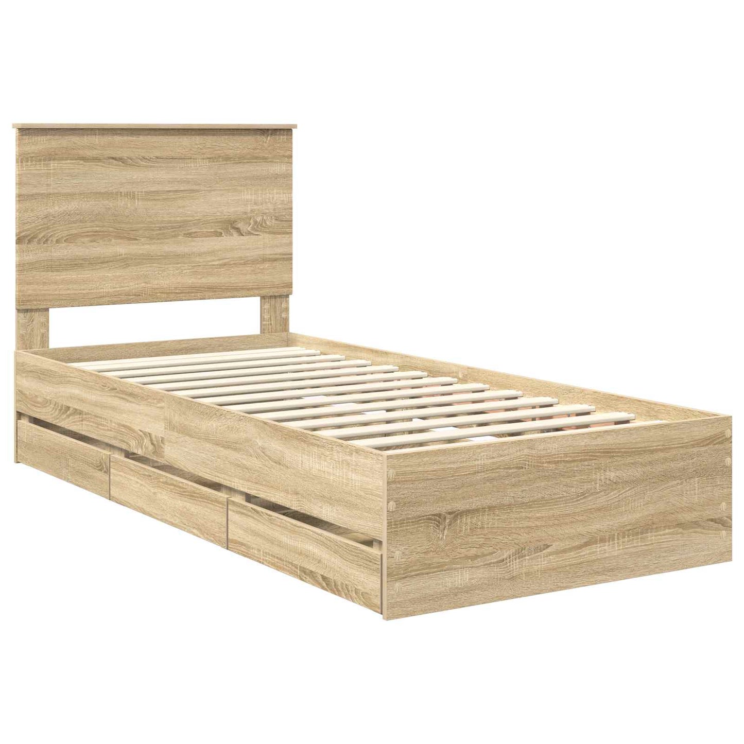 vidaXL Bed Frame with Drawer Sonoma Oak 75 x 190 cm Engineer Wood