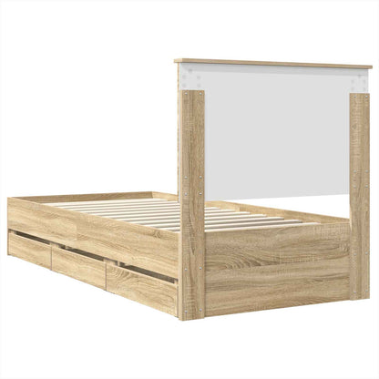 vidaXL Bed Frame with Drawer Sonoma Oak 75 x 190 cm Engineer Wood
