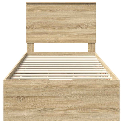 vidaXL Bed Frame with Drawer Sonoma Oak 75 x 190 cm Engineer Wood