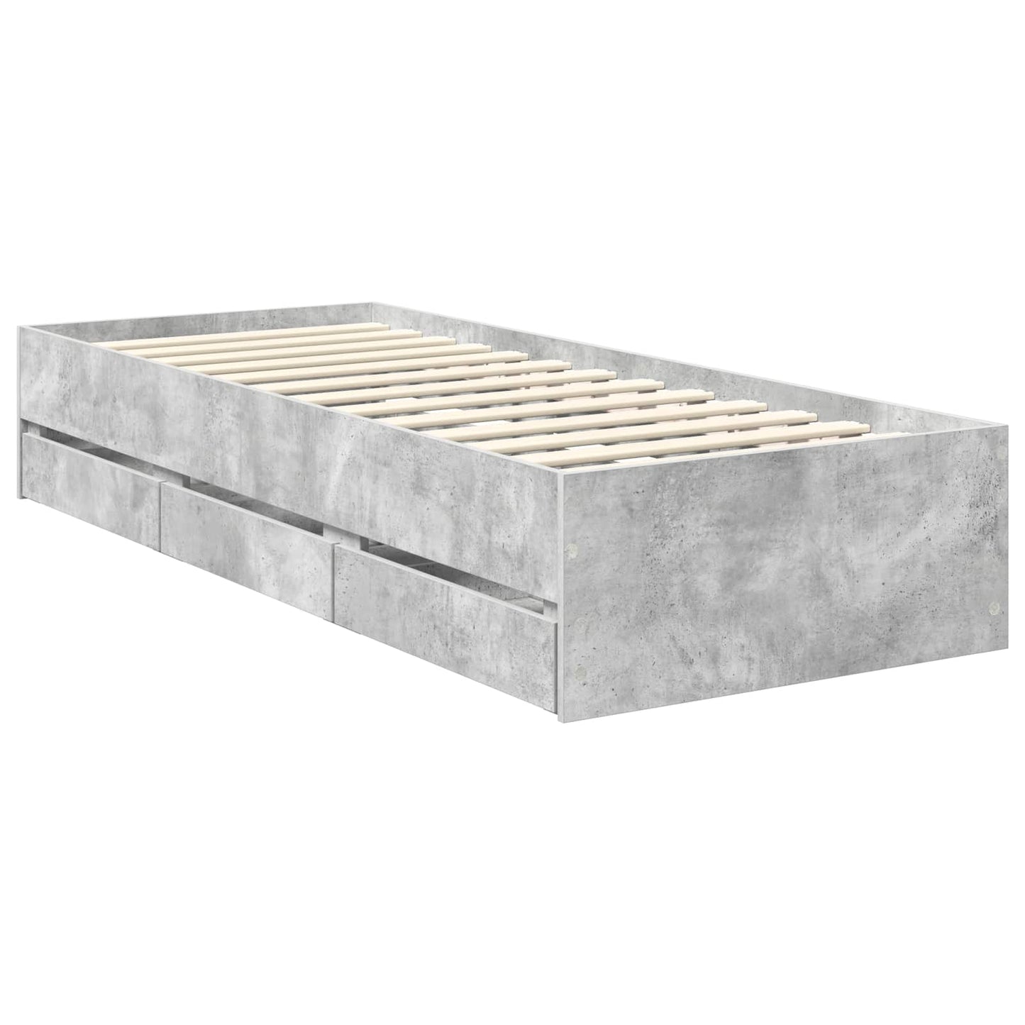 vidaXL Bed Frame with Drawer Concrete Grey 75 x 190 cm Engineer Wood