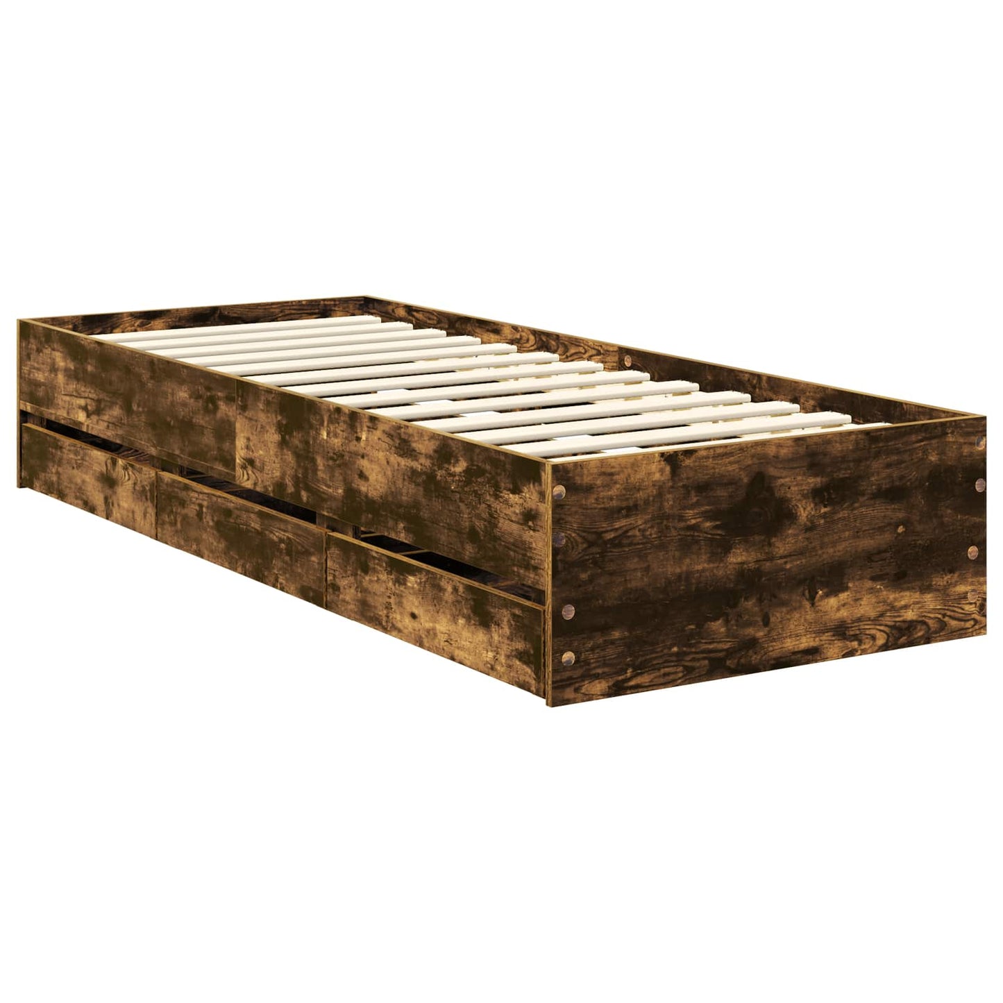vidaXL Bed Frame with Drawer Smoked Oak 75 x 190 cm Engineer Wood