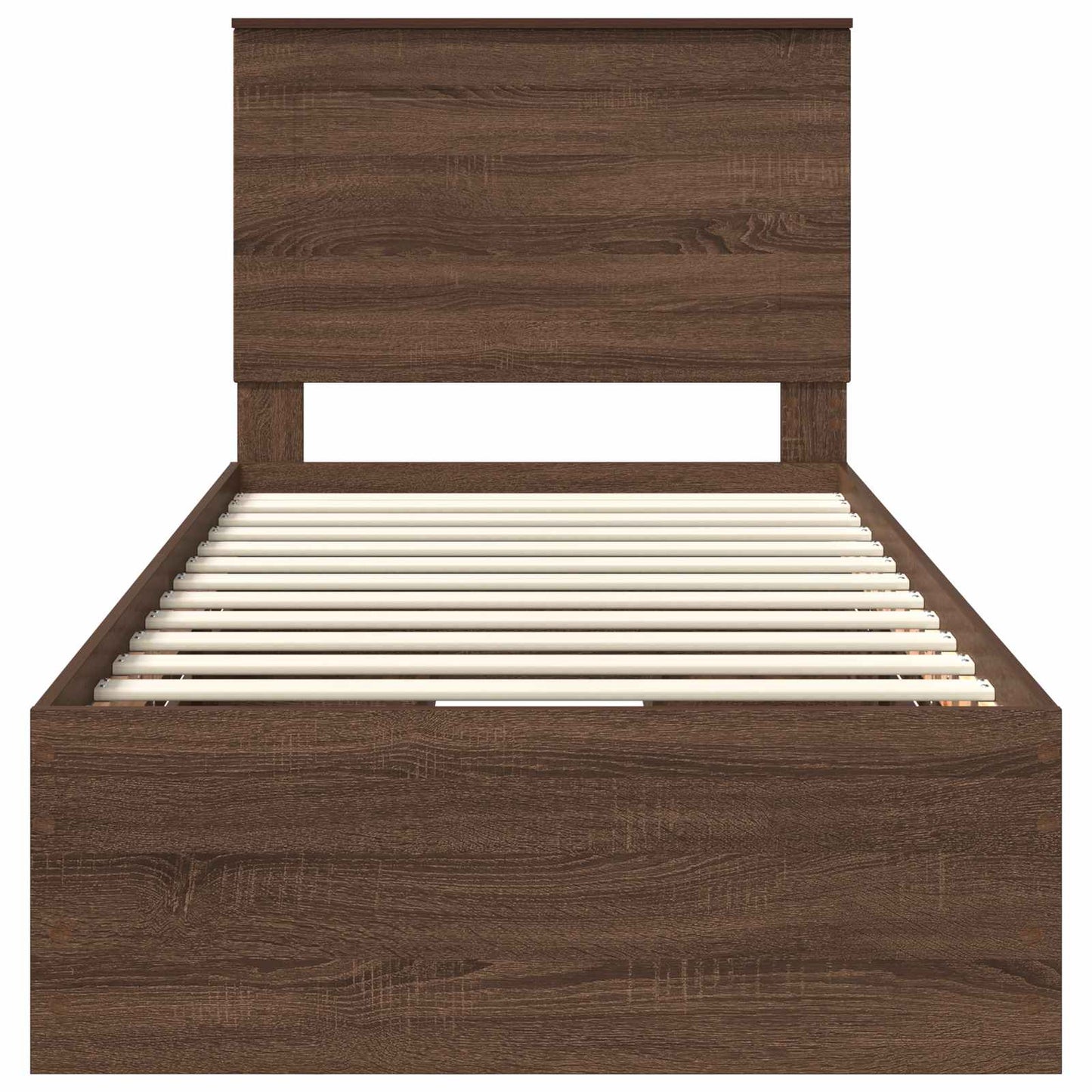 vidaXL Bed Frame with Drawer Brown Oak 75 x 190 cm Engineer Wood