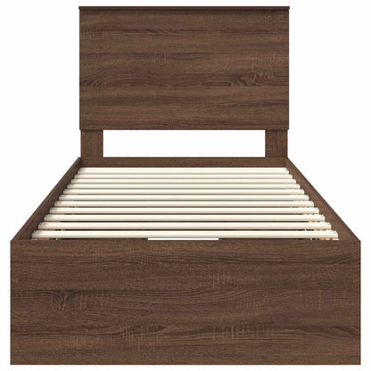 vidaXL Bed Frame with Drawer Brown Oak 75 x 190 cm Engineer Wood