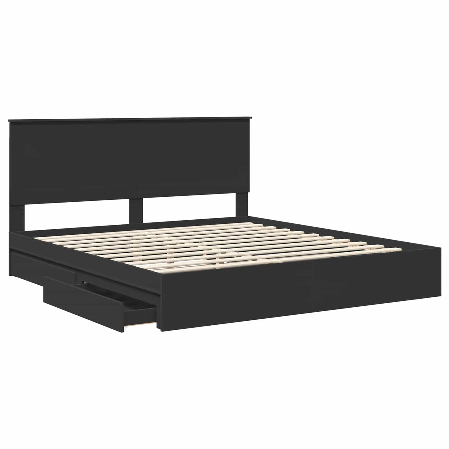 vidaXL Storage Bed with Headboard Black 200 x 200 cm Engineered Wood