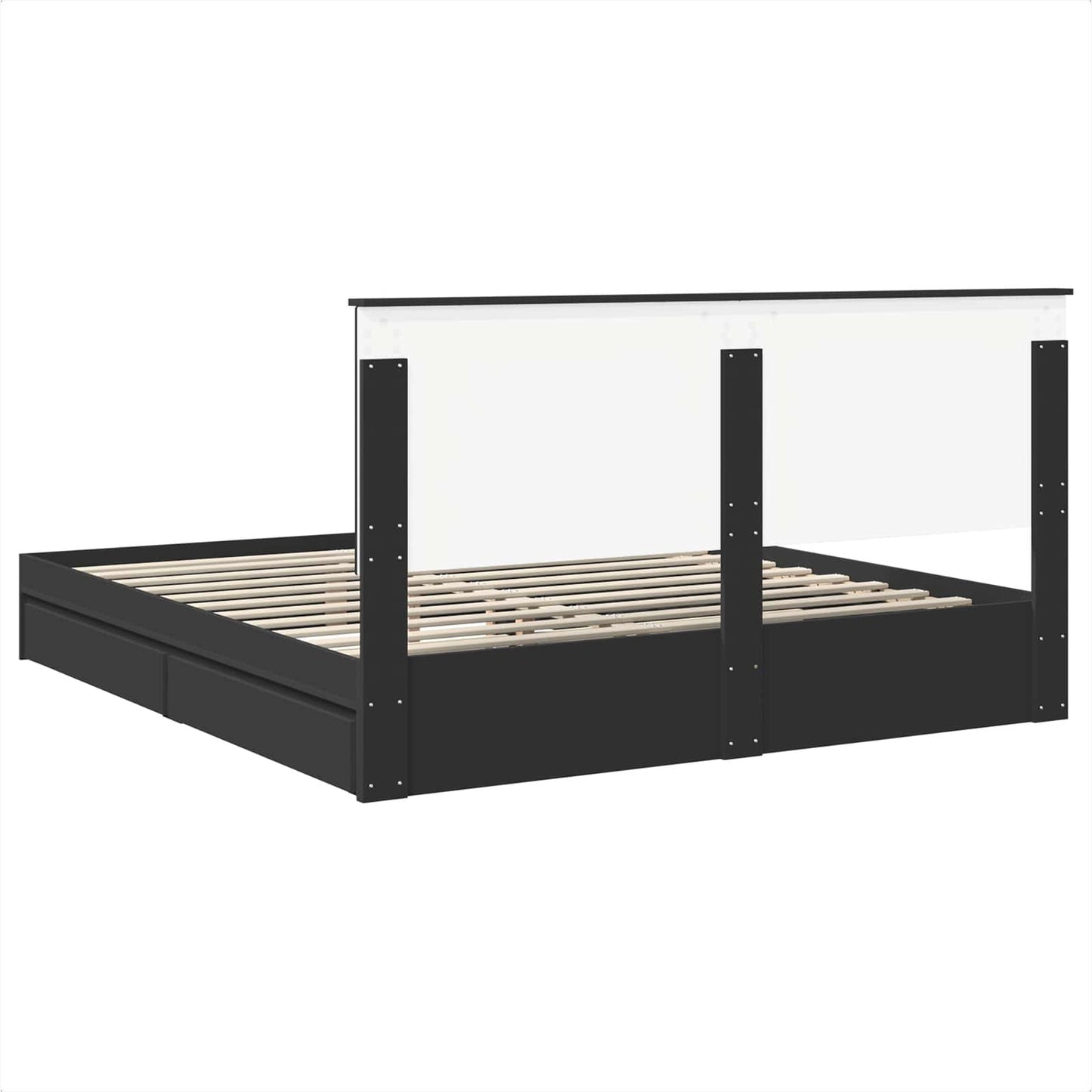 vidaXL Storage Bed with Headboard Black 200 x 200 cm Engineered Wood