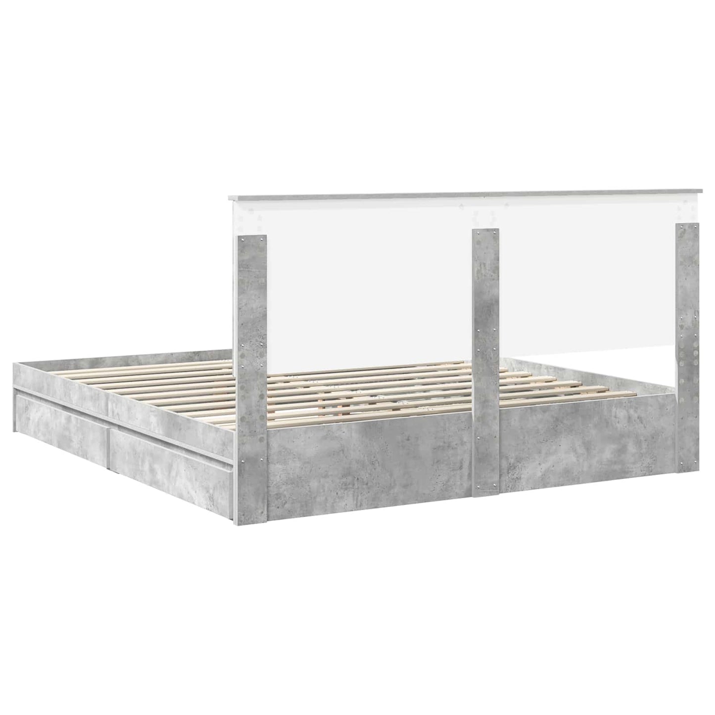 vidaXL Storage Bed Concrete Grey 200 x 200 cm Engineered Wood