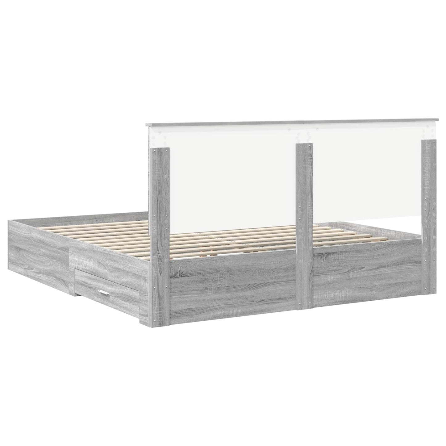 vidaXL Storage Bed Grey Sonoma 200 x 200 cm Engineered Wood