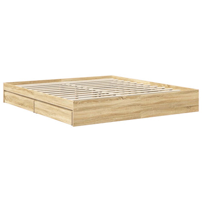 vidaXL Storage Bed with Drawer Sonoma Oak 180 x 200 cm Engineered Wood