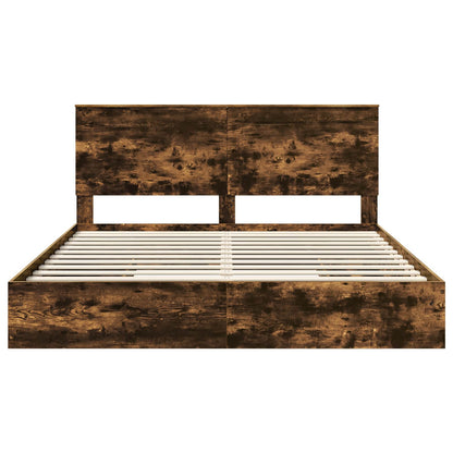 vidaXL Storage Bed with Drawer Smoked Oak 180 x 200 cm Engineered Wood