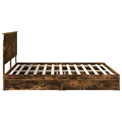 vidaXL Storage Bed with Drawer Smoked Oak 180 x 200 cm Engineered Wood