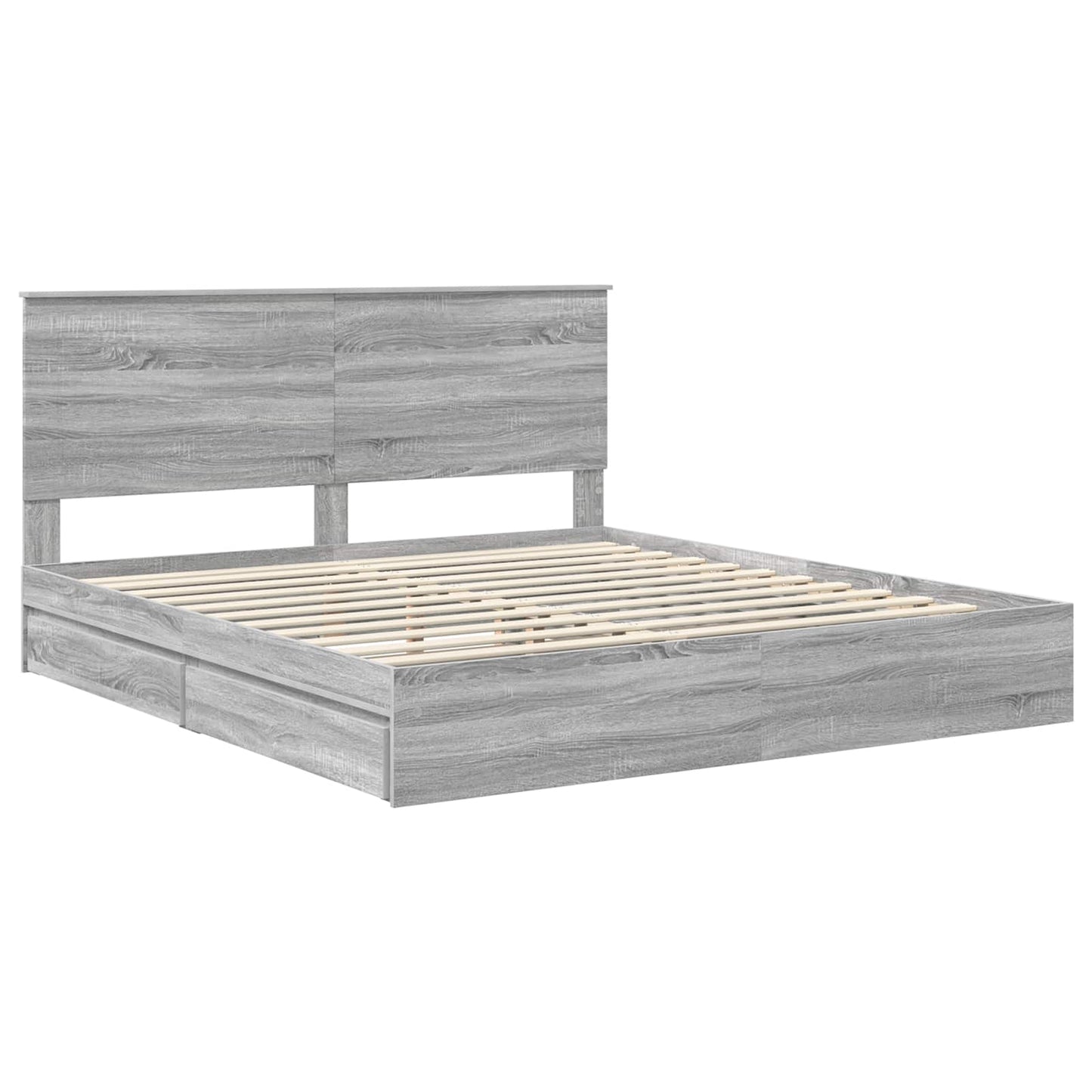 vidaXL Storage Bed Grey Sonoma 180 x 200 cm Engineered Wood