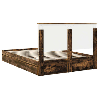 vidaXL Storage Bed with Drawer Smoked Oak 160 x 200 cm Engineered Wood