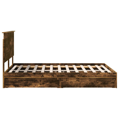 vidaXL Storage Bed with Drawer Smoked Oak 160 x 200 cm Engineered Wood