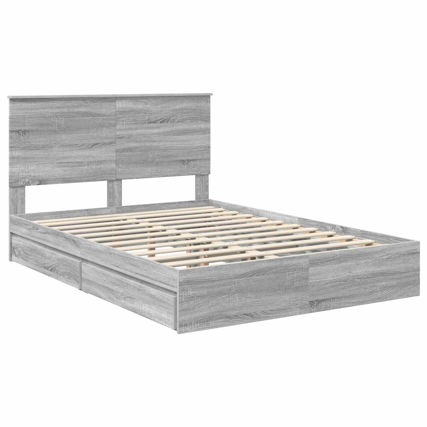 vidaXL Storage Bed Grey Sonoma 160 x 200 cm Engineered Wood