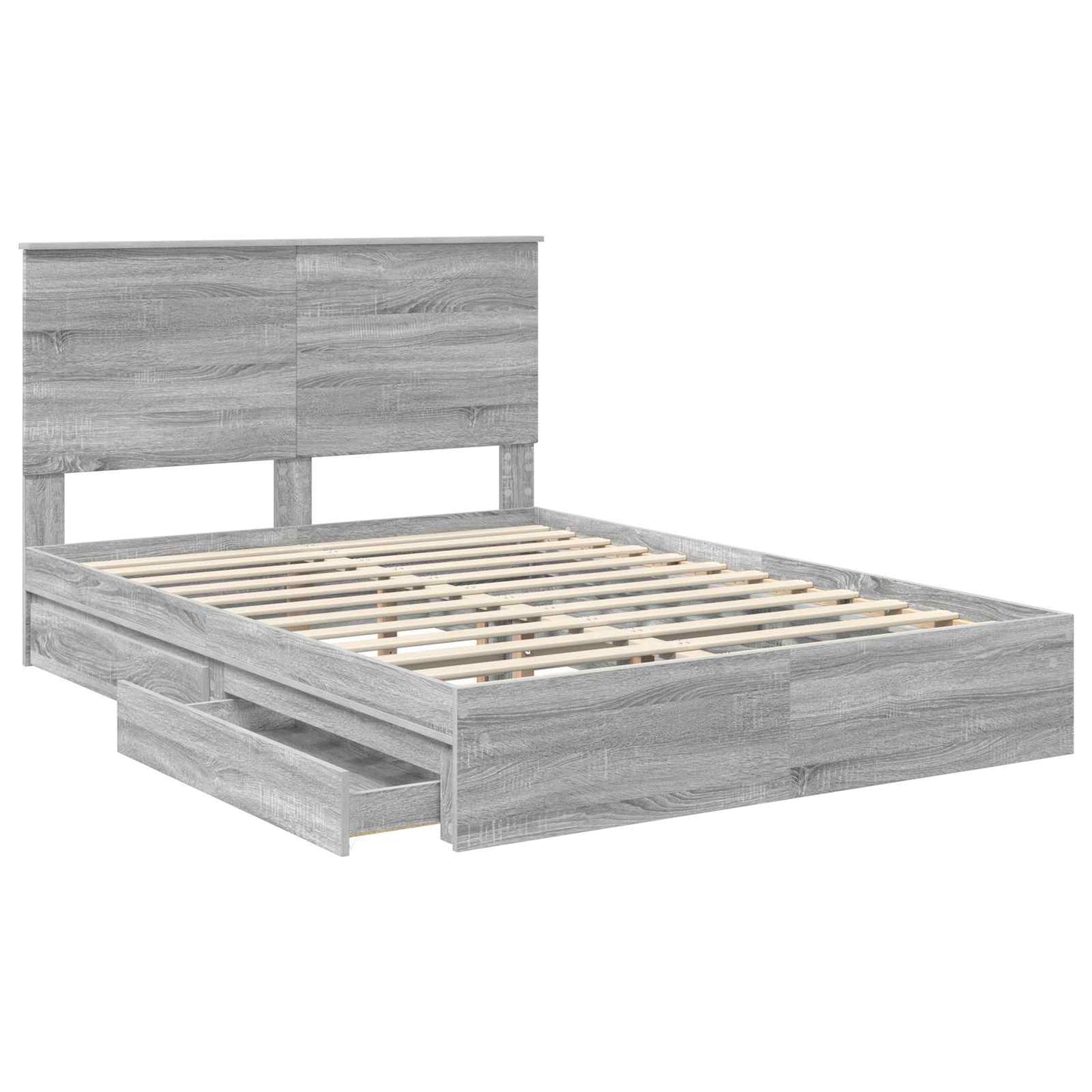 vidaXL Storage Bed Grey Sonoma 160 x 200 cm Engineered Wood