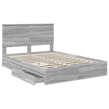 vidaXL Storage Bed Grey Sonoma 160 x 200 cm Engineered Wood