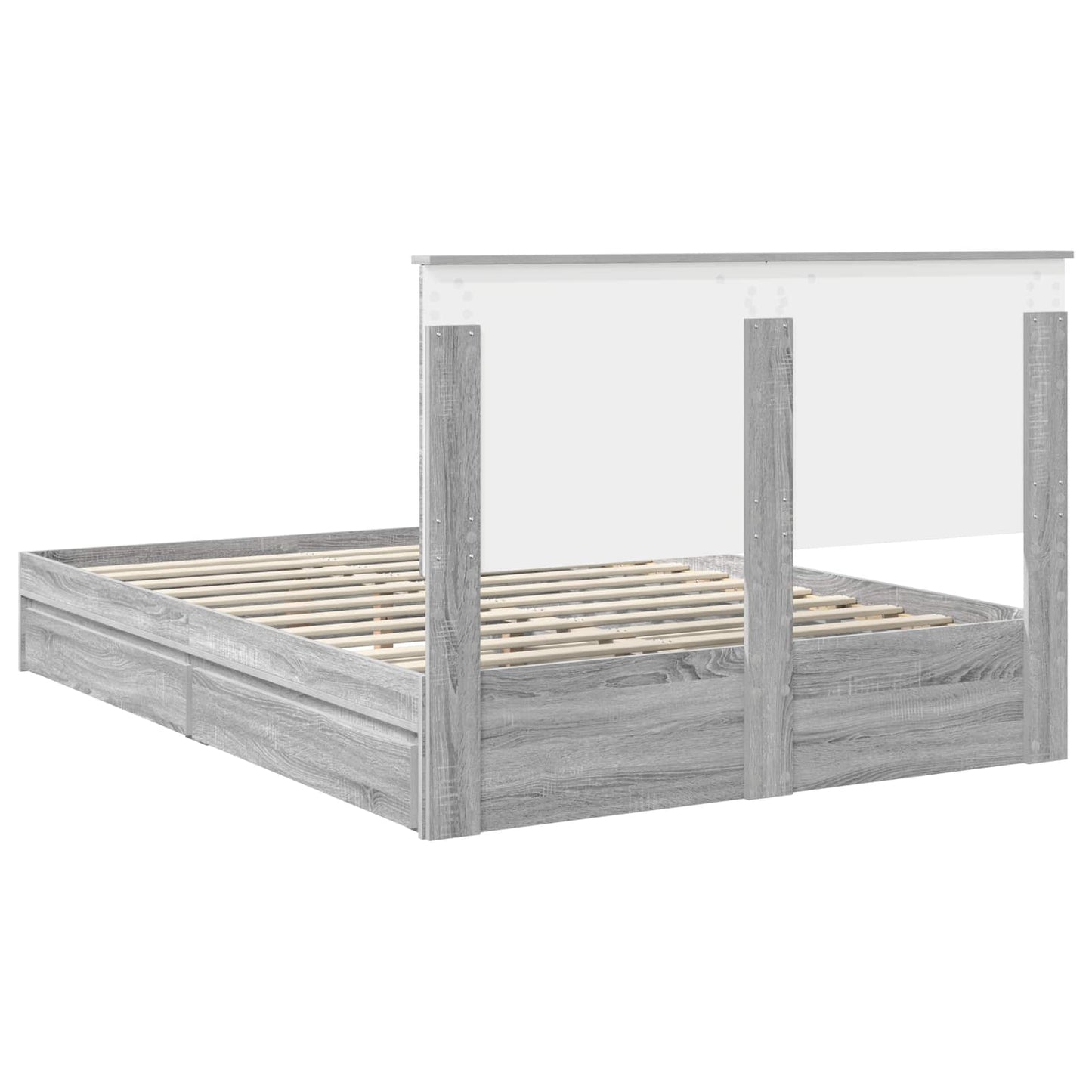 vidaXL Storage Bed Grey Sonoma 160 x 200 cm Engineered Wood