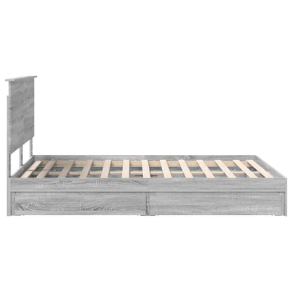 vidaXL Storage Bed Grey Sonoma 160 x 200 cm Engineered Wood
