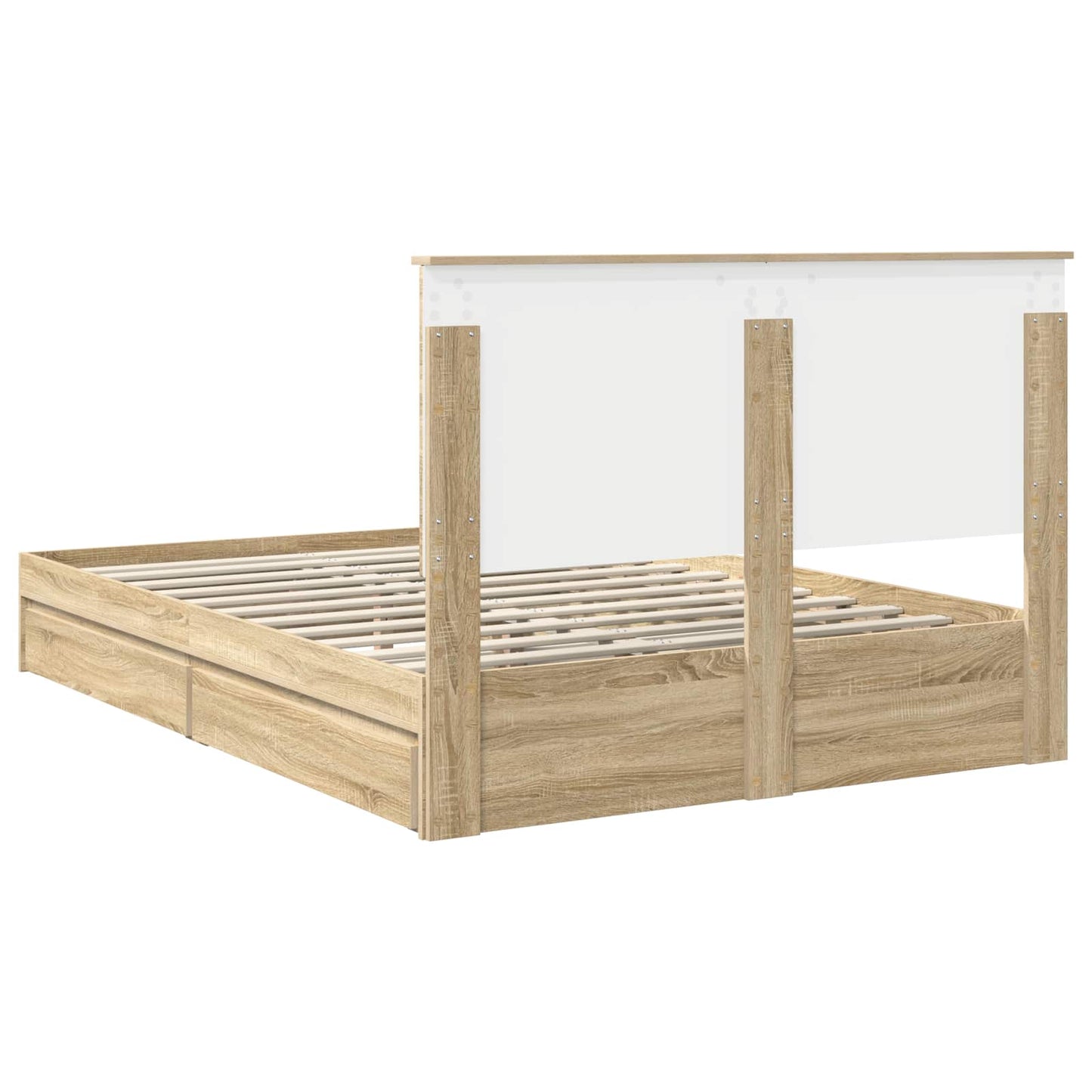 vidaXL Storage Bed with Drawer Sonoma Oak 140 x 190 cm Engineered Wood